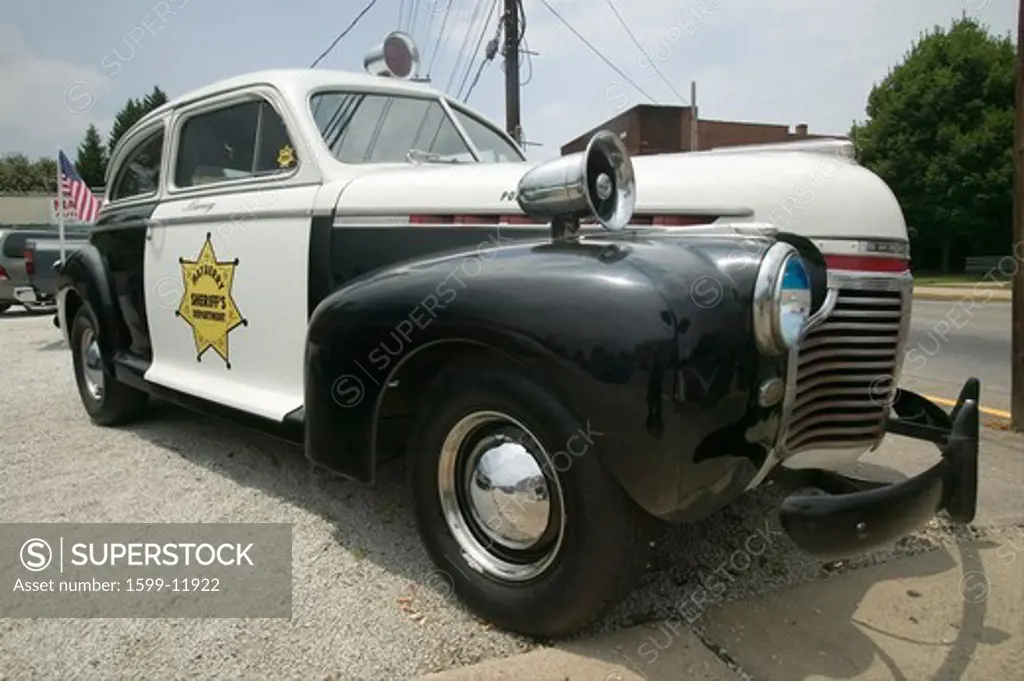 Mayberry Sheriff's Department Police Car in Mount Airy, North Carolina, the town featured in Mayberry RFD” and home of Andy Griffith
