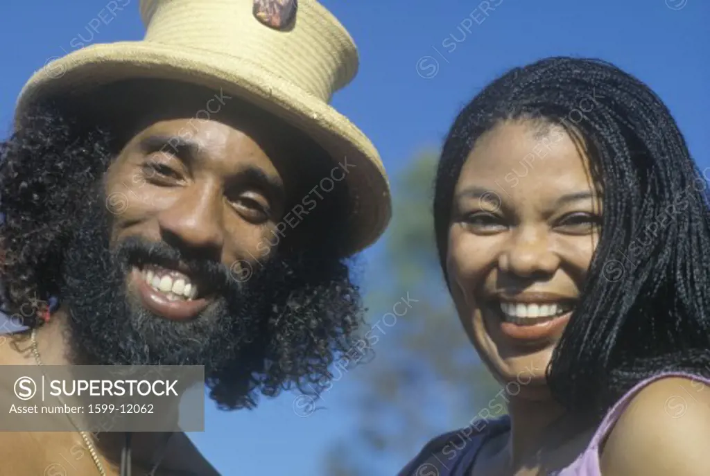 A smiling African-American couple