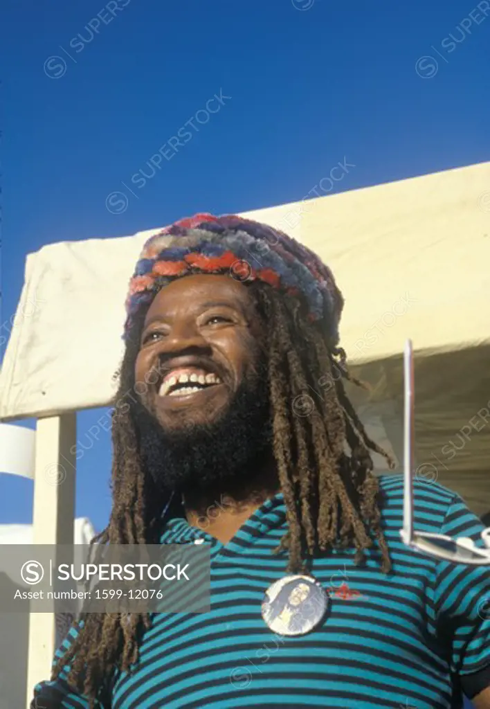 An African-American man wearing dreadlocks, Watts, Los Angles, CA
