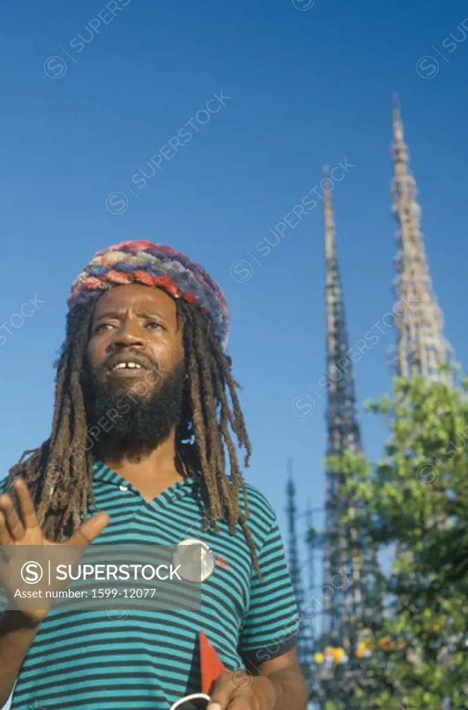 An African-American man wearing dreadlocks, Watts, Los Angles, CA