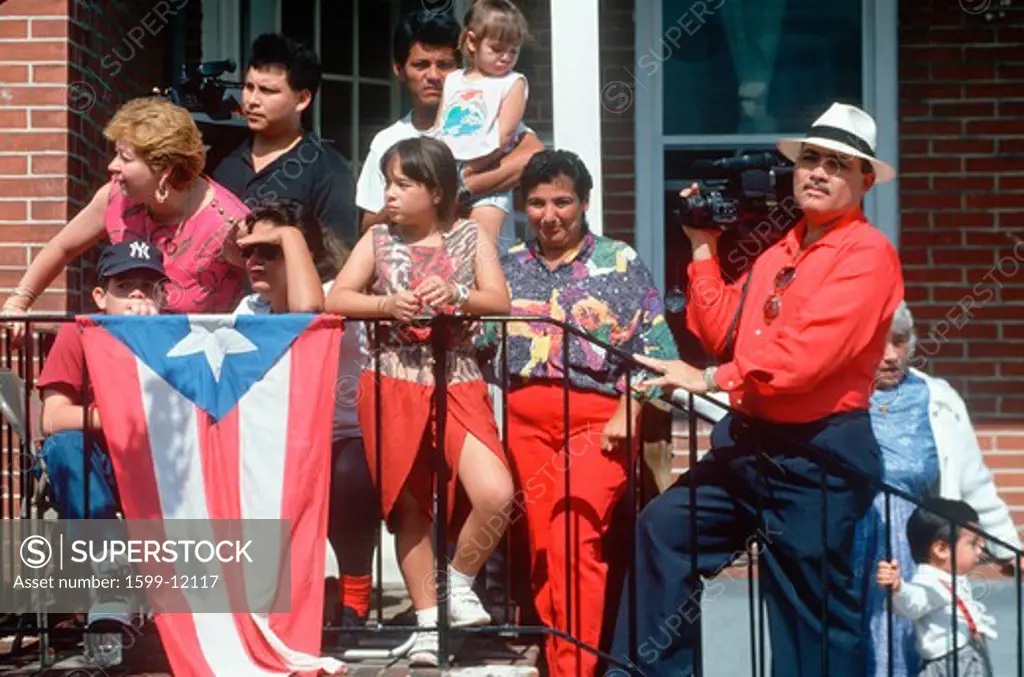 A Puerto Rican family with their national flag, Wilmington, DE