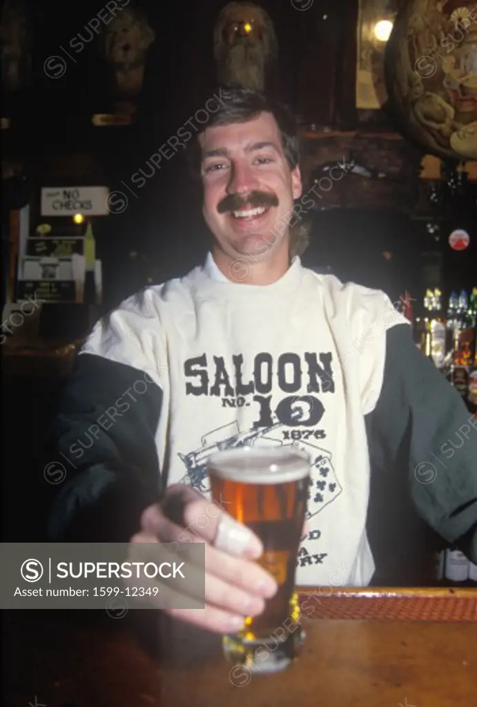A bartender at an old-style saloon, Deadwood, SD