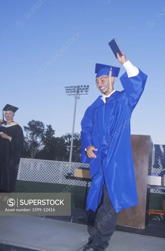Young man receiving his high school diploma, Nordhoff High School, Ojai, CA