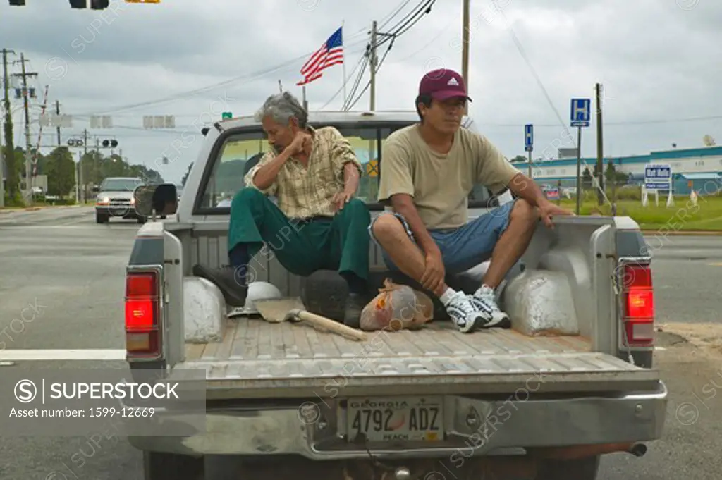Workers in pickup truck come home from job in central Georgia