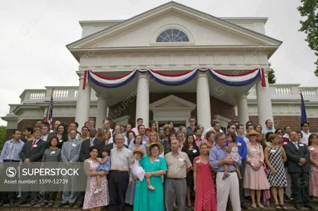 76 new American citizens at Independence Day Naturalization Ceremony on July 4, 2005 at Thomas Jefferson's home, Monticello, Charlottesville, Virginia, on the anniversary of Jefferson's death day and the signing of the Declaration of Independence