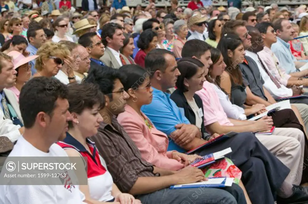 76 new American citizens at Independence Day Naturalization Ceremony on July 4, 2005 at Thomas Jefferson's home, Monticello, Charlottesville, Virginia, on the anniversary of Jefferson's death day and the signing of the Declaration of Independence