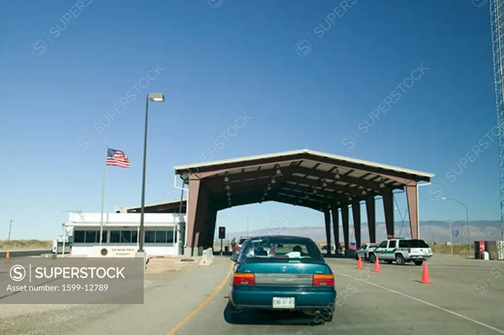 Immigration and Naturalization Service, INS, roadside stop Route 54, in southern New Mexico, in search of illegal immigrants from Mexico and Central America