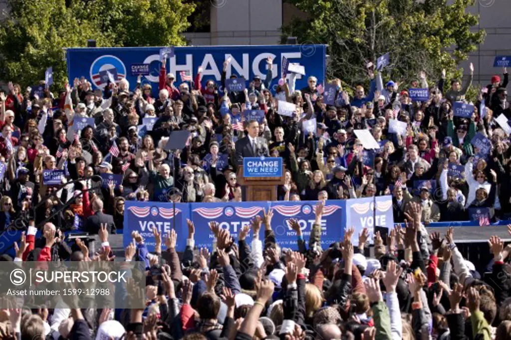 Presidential Candidate Barack Obama appearing at early vote for change Presidential rally, October 29, 2008 at Halifax Mall, Government Complex in Raleigh, NC