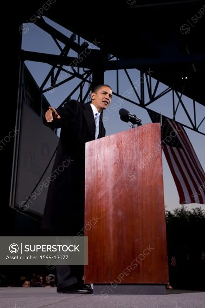 US Senator Barack Obama speaking at Change We Need Presidential rally, October 30, 2008 at Verizon Wireless Virginia Beach Amphitheater in Virginia Beach, VA