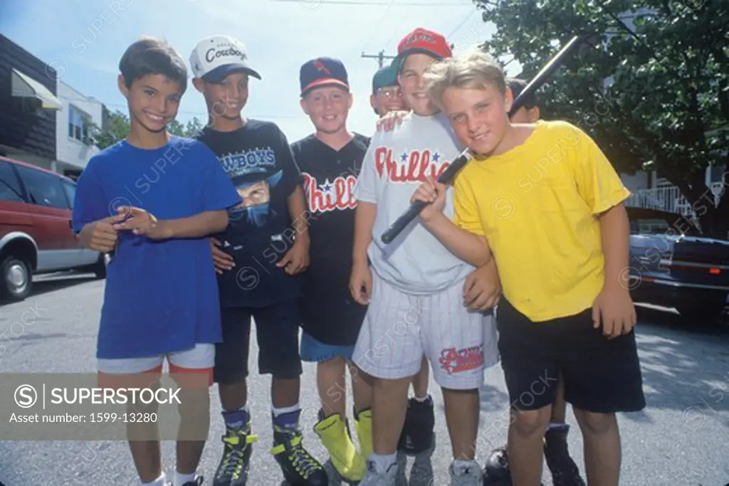 A neighborhood stickball team, South Philadelphia, PA