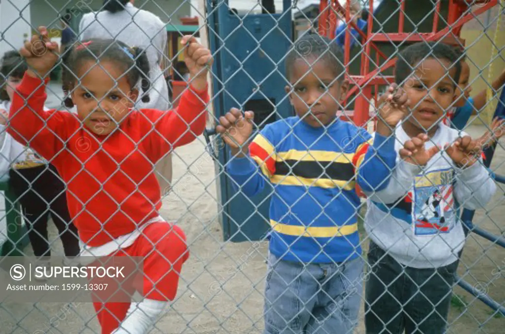African-American preschoolers in a playground