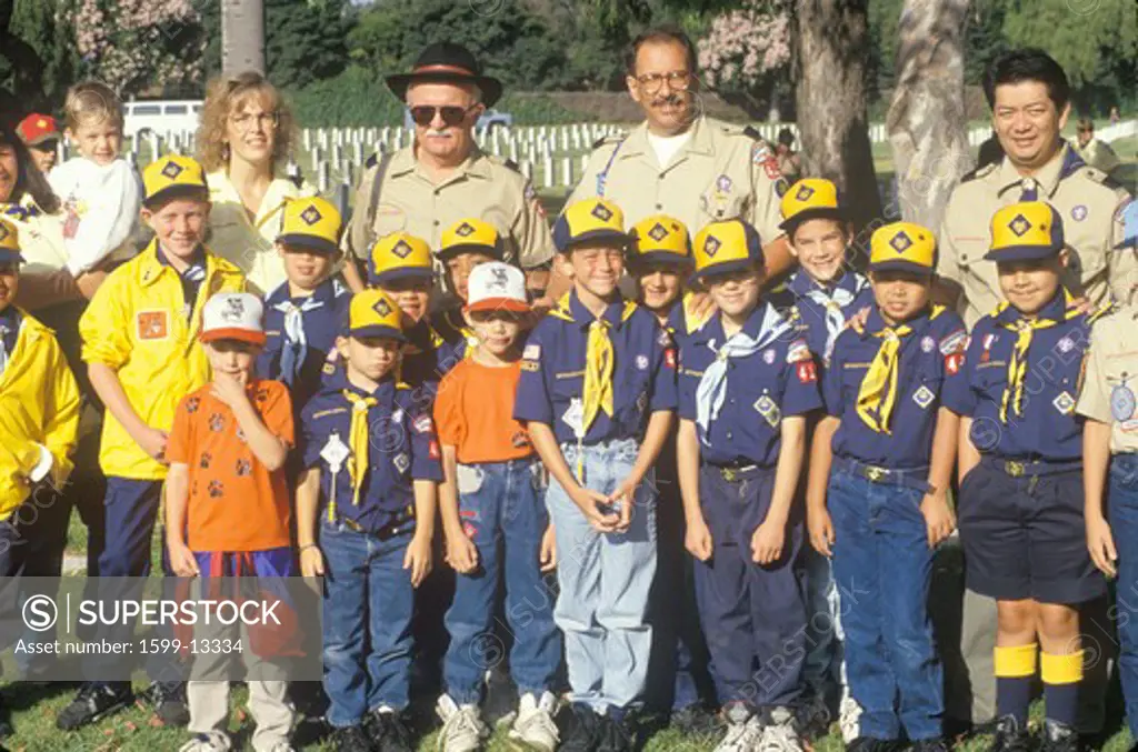 A Cub Scout troop with their leaders