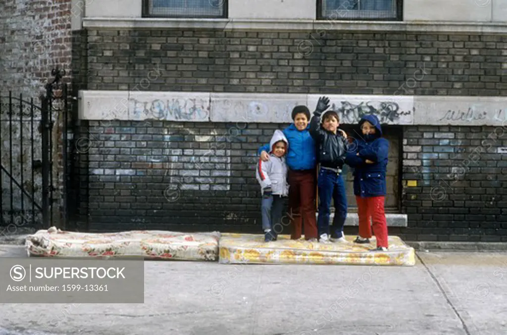 Group of young children in Urban Ghetto, Bronx, NY