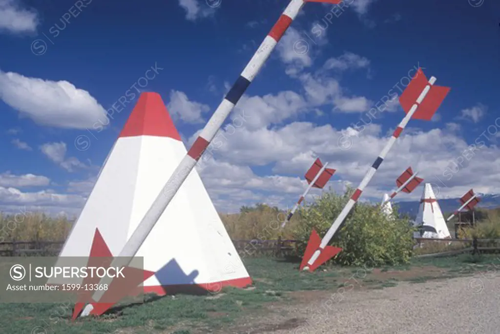 Roadside attraction of teepees & giant arrows on Navajo Tribal Land, CO