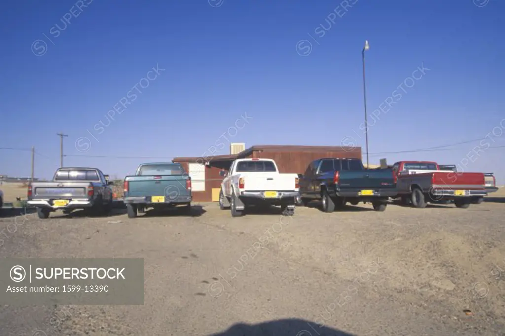 Pickup trucks on Navajo Indian Reservation in Shiprock, NM