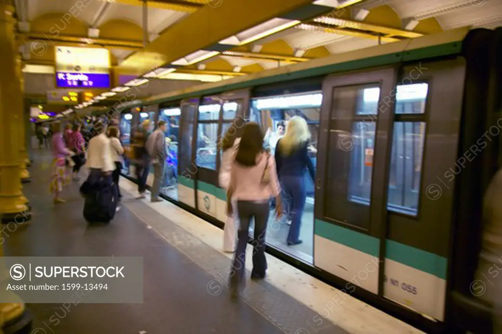 Metro Train at the Gare de Lyon in Paris, France