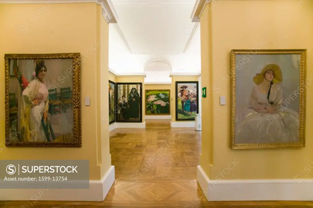 Hallway of paintings by Joaquín Sorolla y Bastida (1863-1923) as seen in The Sorolla Museum, Madrid, Spain