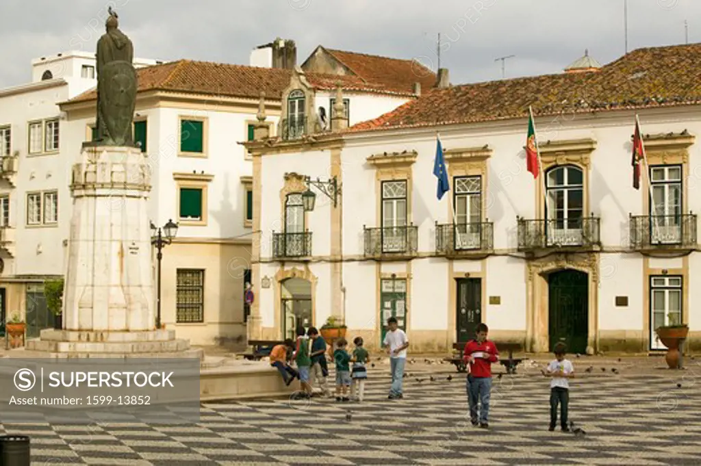 Center of the medieval village of Tomar, Portugal, the town where the Knights of Templar founded the Castle of Tomar