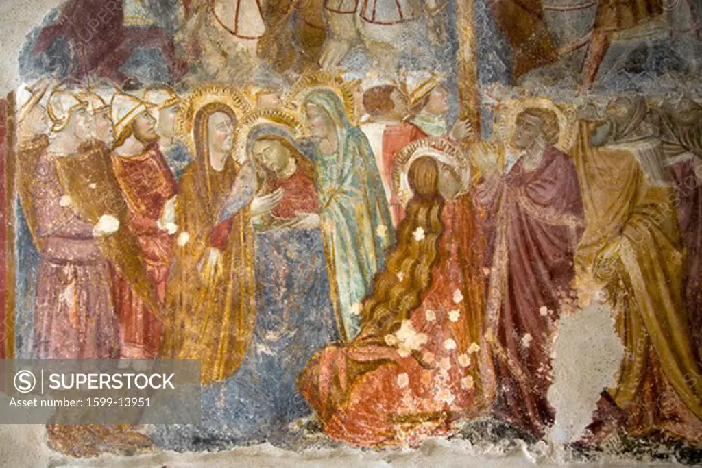 Fresco's at Sant'Andrea Church in Amalfi, Italy, Europe, a town in the province of Salerno, in the region of Campania, Italy, on the Gulf of Salerno, 24 miles southeast of Naples