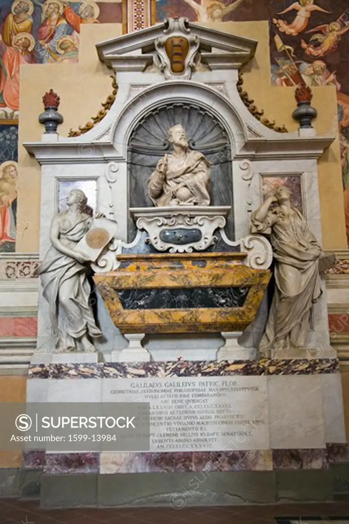 Tomb of Galileo Galilei in the Basilica of Santa Croce, Florence, Italy, Europe