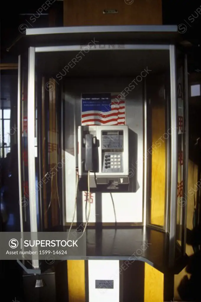 Phone booth at Beijing Airport in Beijing in Hebei Province, People's Republic of China