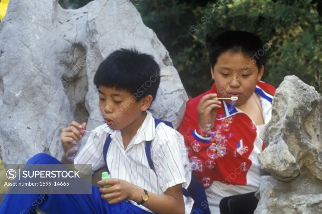 Children at BeiHai Park on International Day of the Child in Beijing in Hebei Province, People's Republic of China