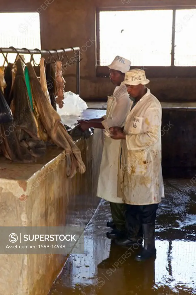 Sellers of meat at Nyongara slaughterhouse in Nairobi, Kenya, Africa