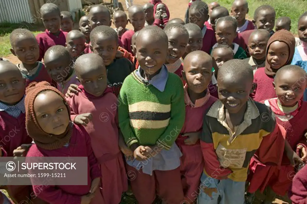 Karimba School with school children in North Kenya, Africa