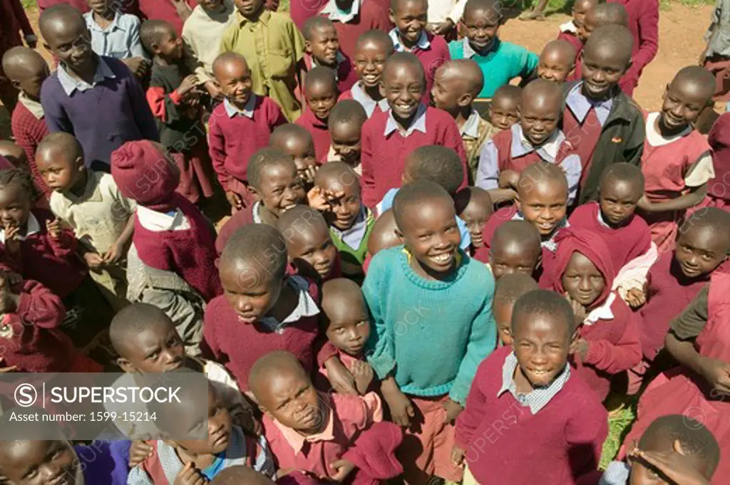 Karimba School with smiling school children in North Kenya, Africa
