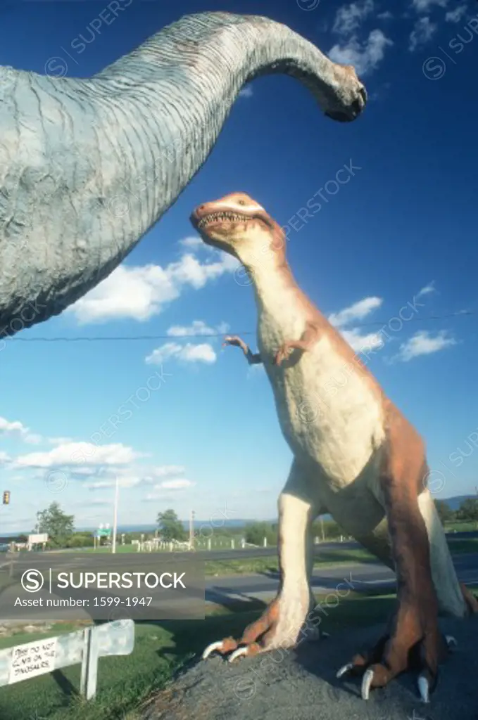Life sized dinosaurs for roadside attraction in West Virginia