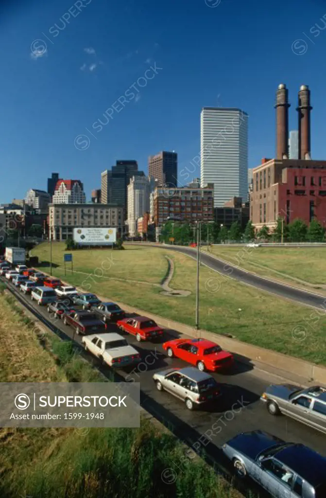 Downtown rush hour traffic in Boston, Massachusetts