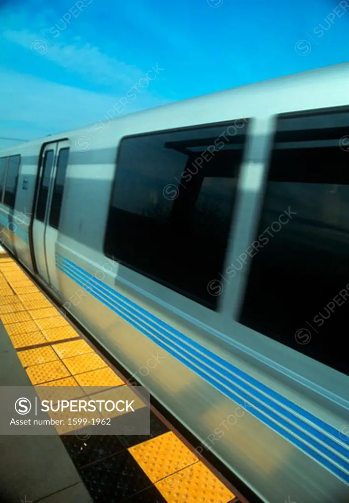 Bart Metro Rail car from platform in San Francisco, California