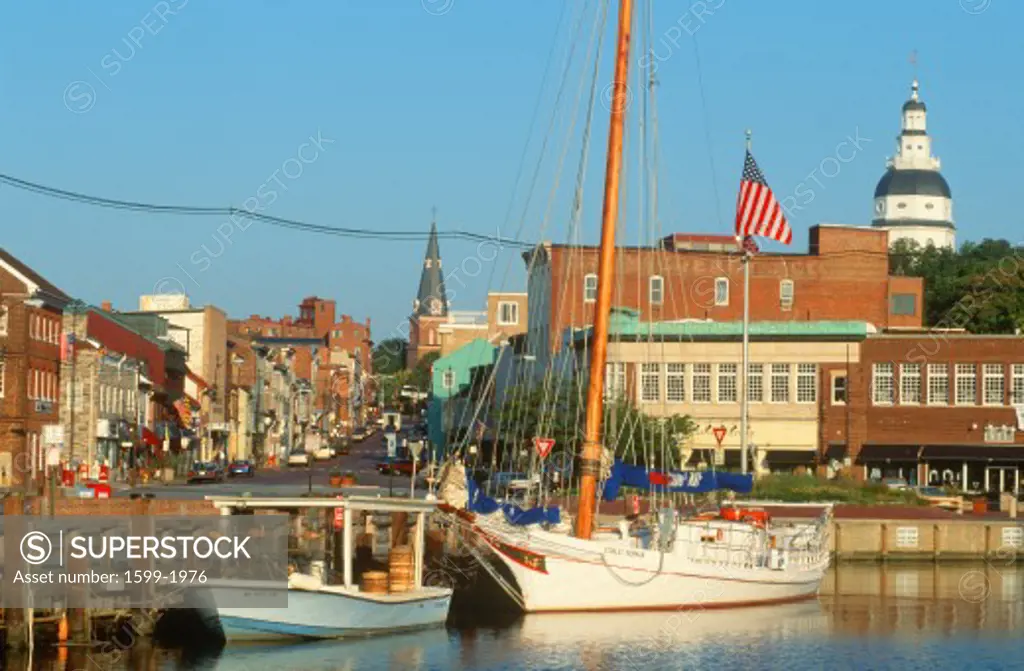 Marina on Spa Creek, Annapolis, MD with the State House in the background