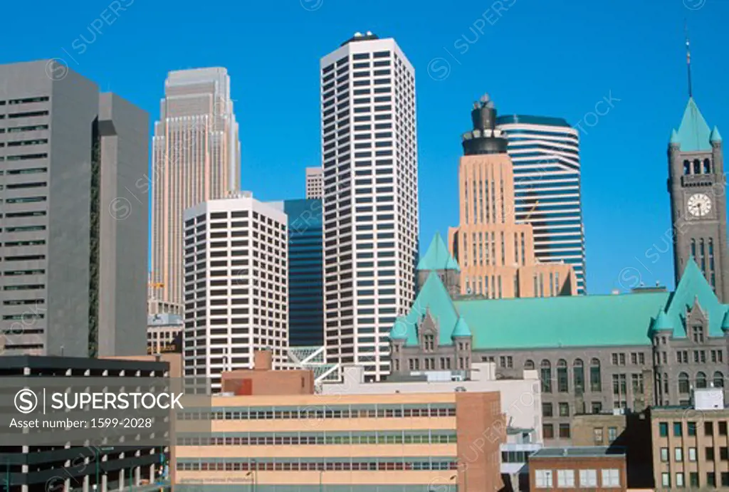 Skyline of the Twin Cities, downtown Minneapolis, Minnesota 