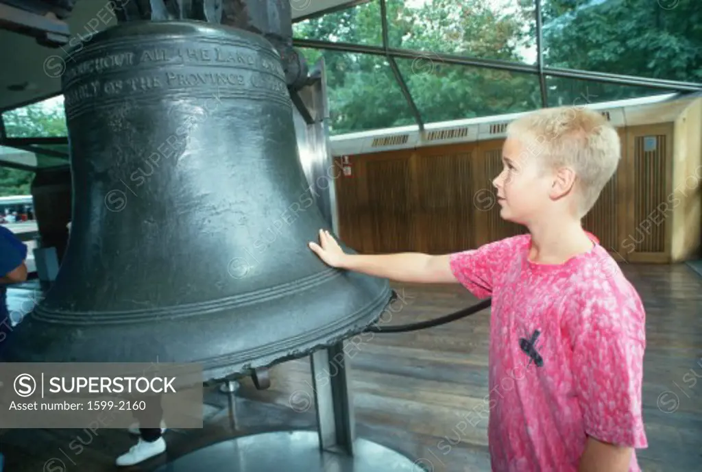 Boy admiring the Liberty Bell, Philadelphia, Pennsylvania