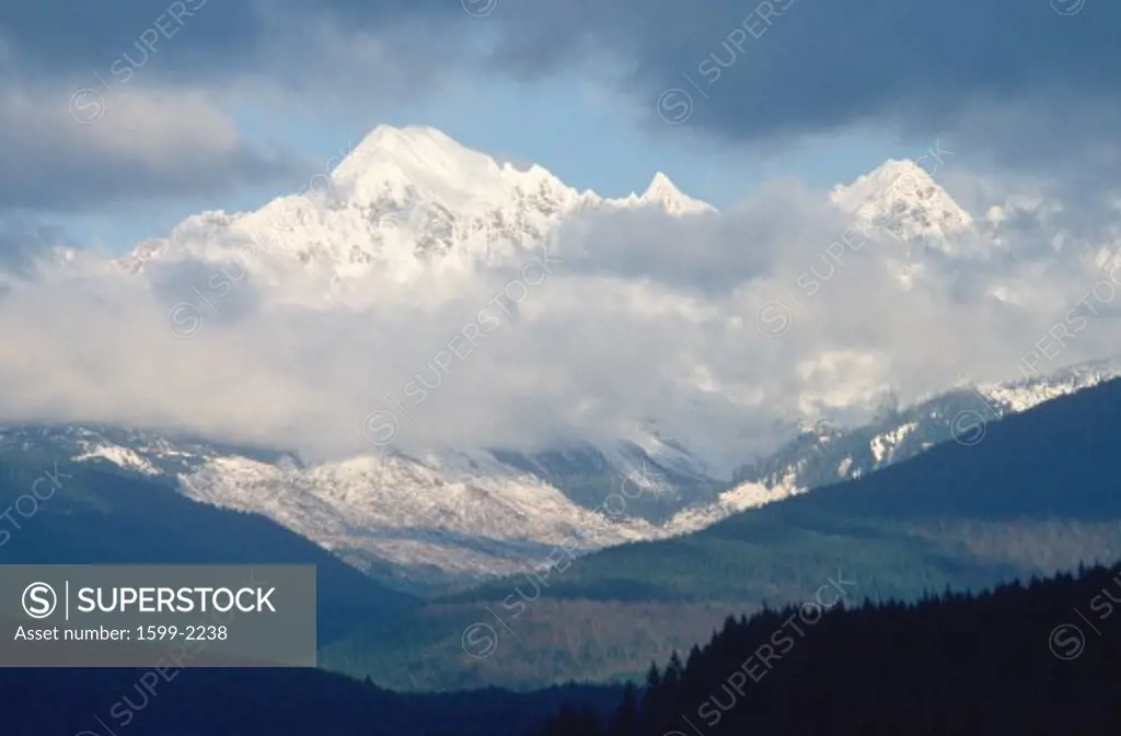 Snowy mountain peaks of Mt. Baker, Washington 