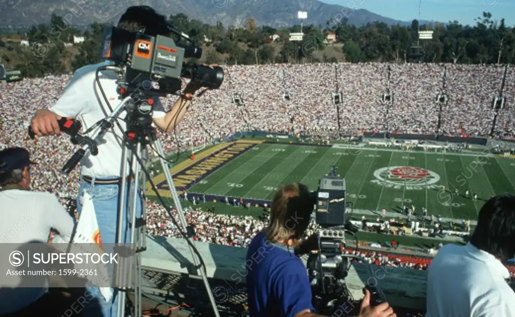 Cameramen covering the Rose Bowl Game, Pasadena CA 