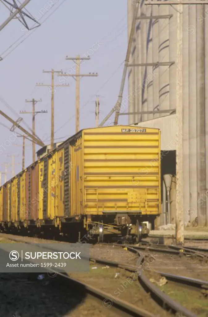 A train depot and grain silo in Abilene, KS