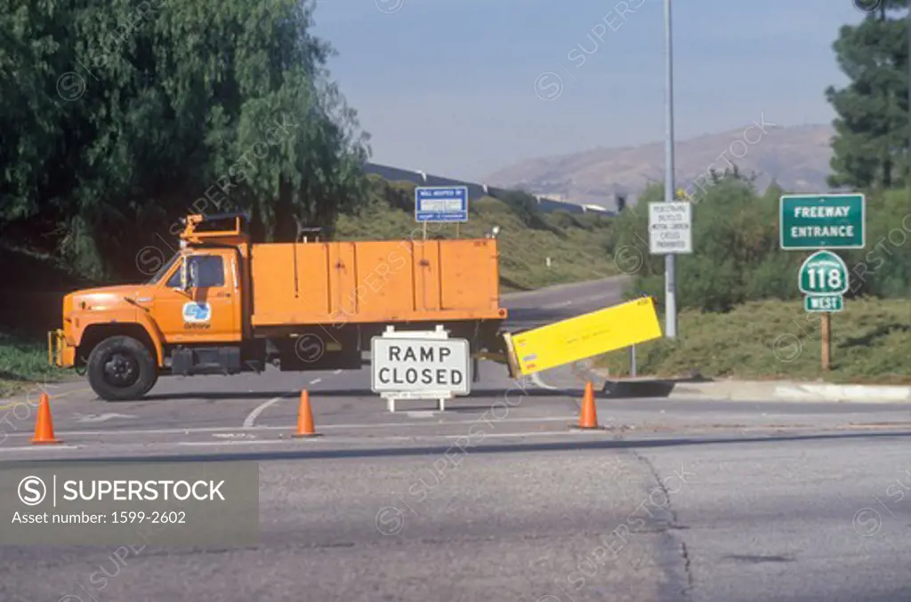 An on-ramp to highway 118, in the Northridge Reseda area of Los Angeles, which was closed following 1994 earthquake