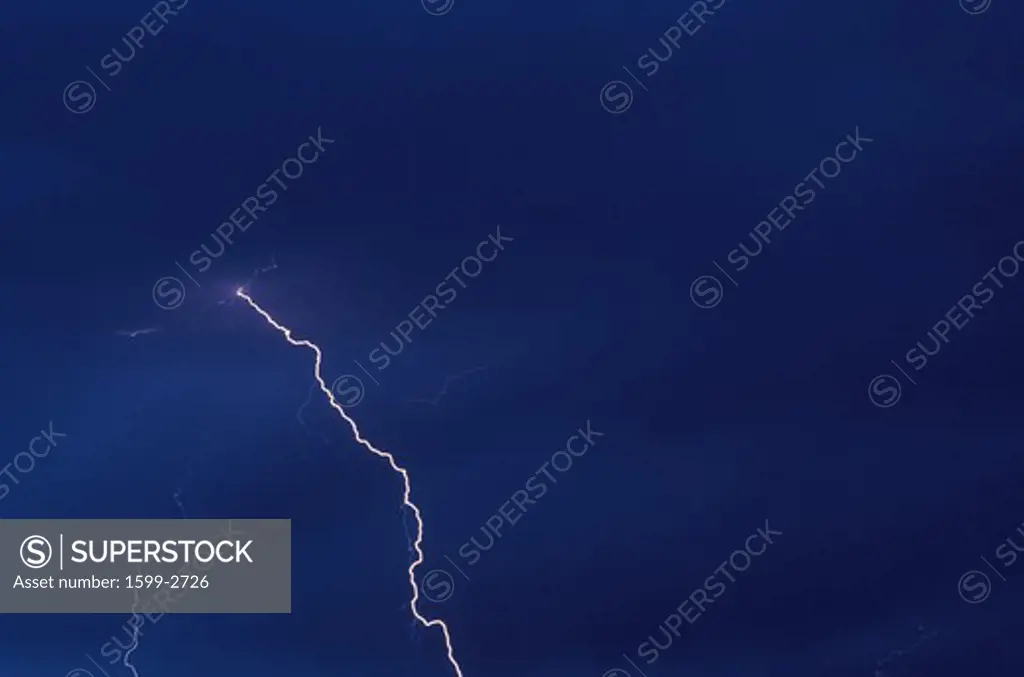 Lightning Bolt in the Night Sky