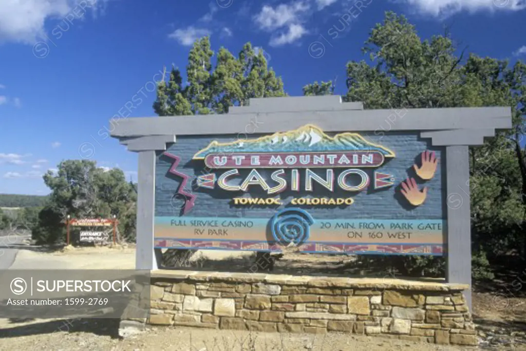 Sign for the Ute Mountain Casino, Colorado