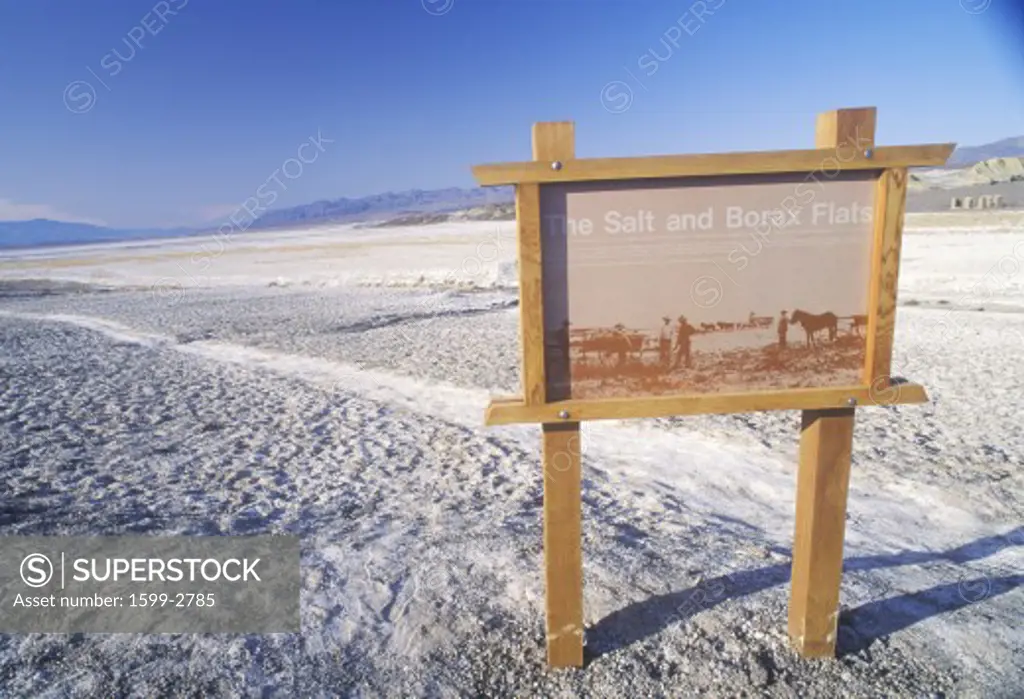Sign For The Salt and Borax Flats, Death Valley, California