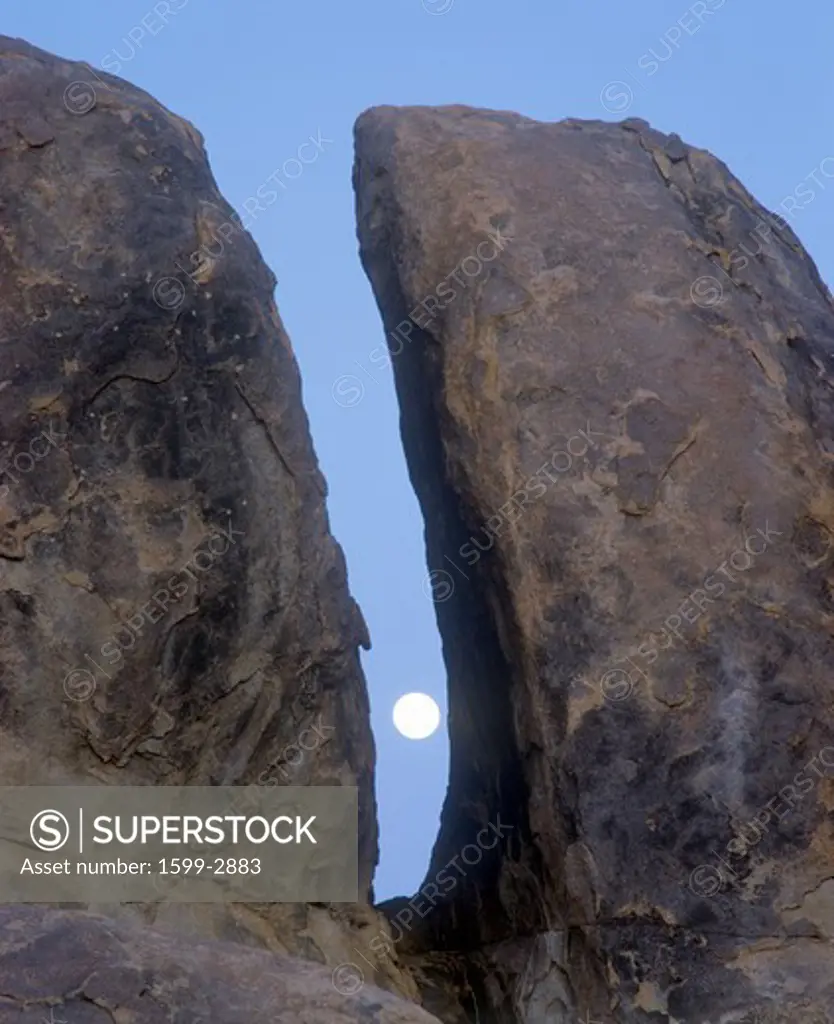 The Moon Between Two Rocks, Alabama Hills, California