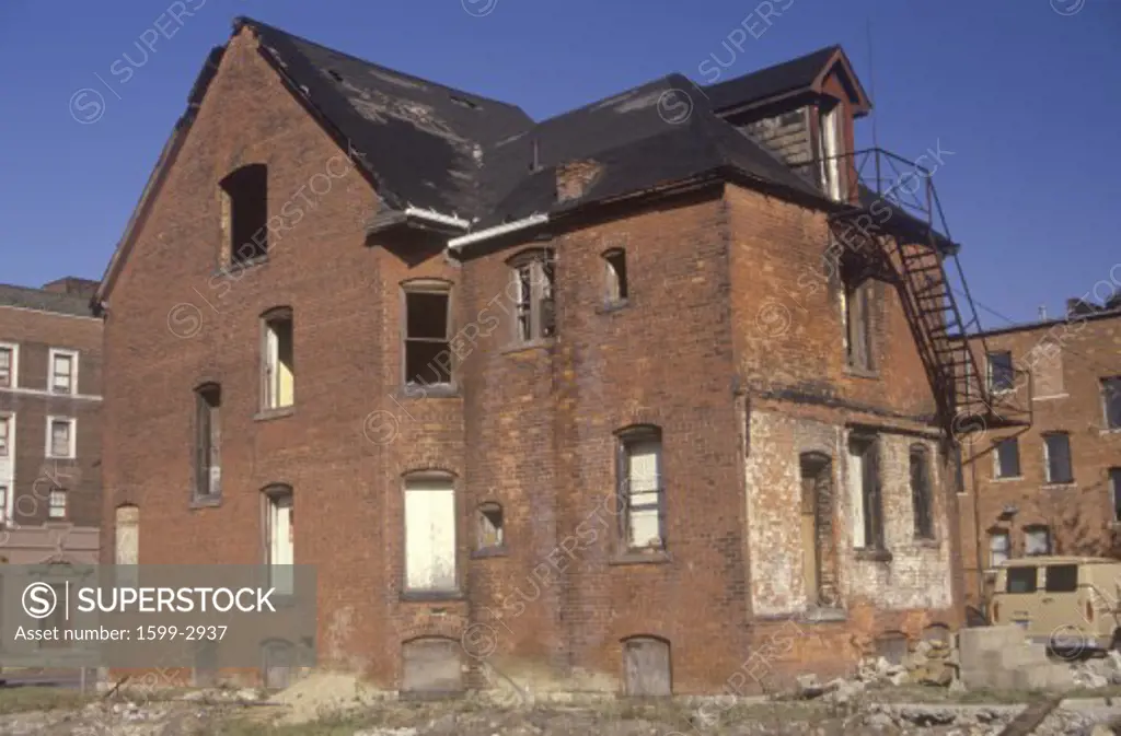 Abandoned brick house, Detroit, Michigan