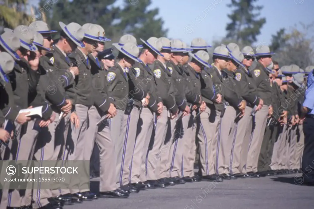 Police officers at funeral ceremony, Pleasanton, California