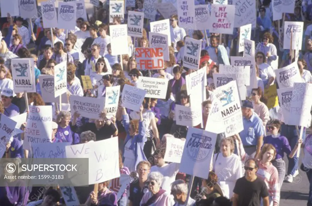 Pro-choice marchers holding signs, Missouri