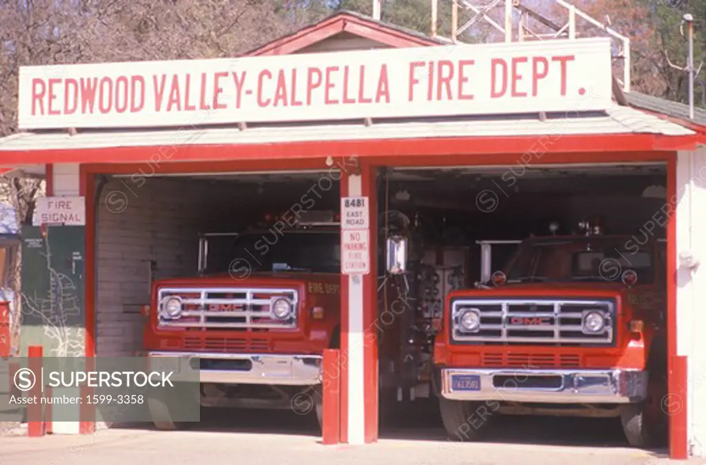 Fire station at Redwood Valley, California