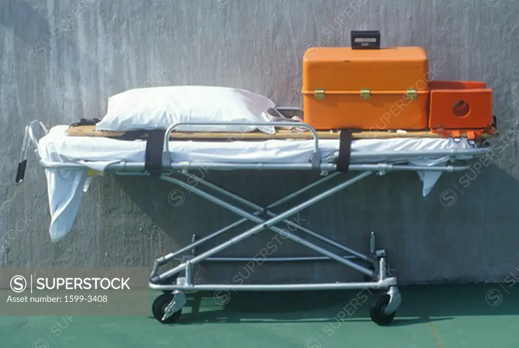 Stretcher with emergency medical equipment
