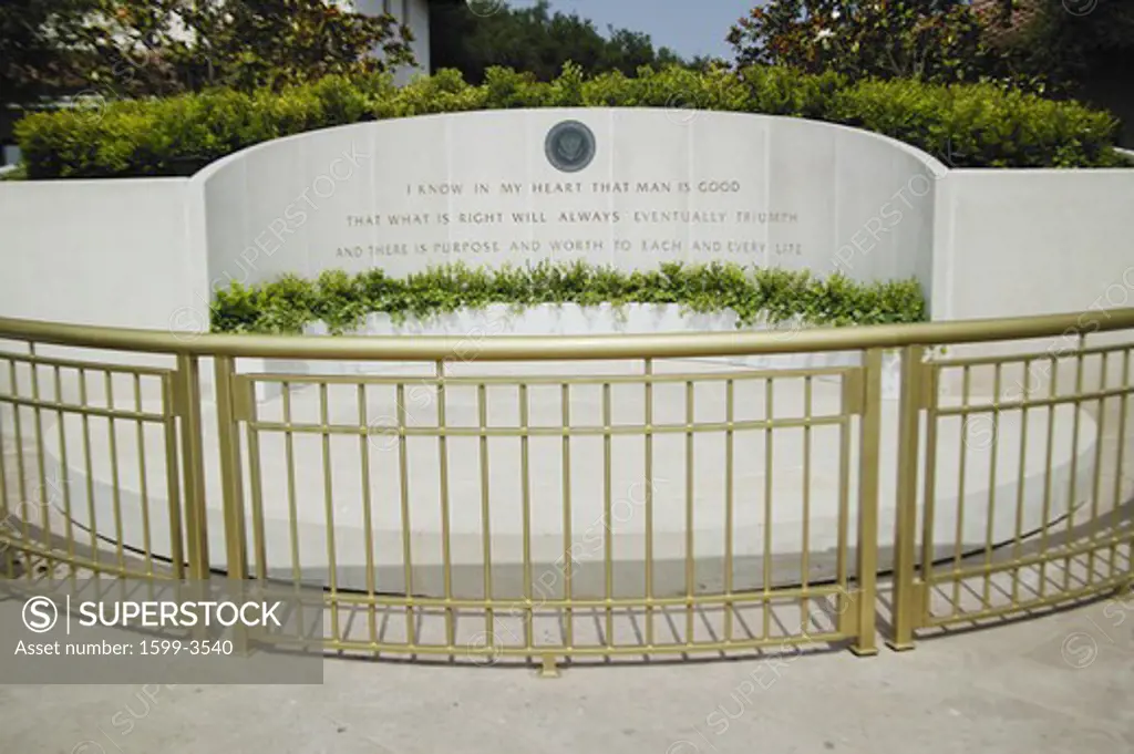 Memorial with Reagan quotation at the Ronald W. Reagan Presidential Library