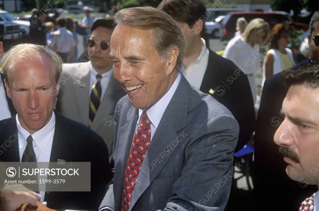 Republican presidential candidate for the 1996 election, Senator Bob Dole smiles as he meets people at a rally at Temple Christian School in Ventura, California